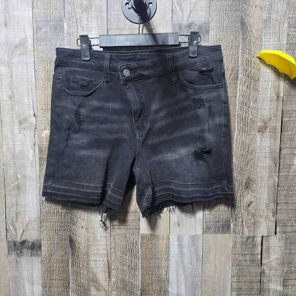 Vervet Washed Out High Rise Rebecca Cross Over Shorts - Picture 2 of 5